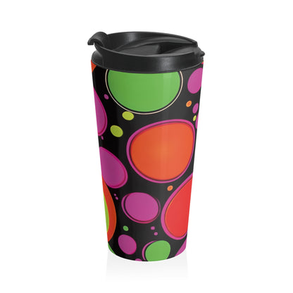 Retro Colorful Bubbles Stainless Steel Travel Mug | Neon Polka Dot Tumbler - AURABAGS SHOP