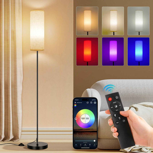 FRIDEKO HOME Floor Lamps for Living Room, Dimmable 3 Colors Temperature Floor Lamp with Remote, Tall Standing Lamps for Living Room Bedroom Office Corner, Foot Switch, Beige Shade, 9W RGB LED Bulb 🍁 All In One Marketplace Canada