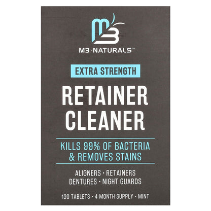Retainer Cleanser Tablets Cleaner Remove Odors Discoloration Stains and Plaque 4 Month Supply Denture Cleansers Retainers Mouth Guards Denture Bath Mint by M3 🍁 All In One Marketplace Canada