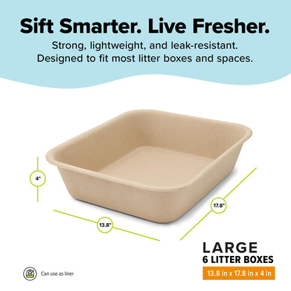 Kitty Sift Disposable Cat Litter Box Large, 6 Count, Durable Portable for Travel and Home, Eco-Friendly Disposable Litter Box Controls Odor 🍁 All In One Marketplace Canada