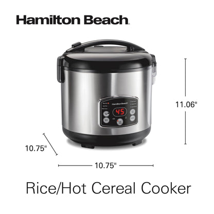 Hamilton Beach Digital Programmable Rice Cooker & Food Steamer, 14 Cups Cooked (7 Cups Uncooked), Stainless Steel, Steam & Rinse Basket, Delay Start, Model 37548MN 🍁 All In One Marketplace Canada