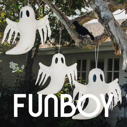FUNBOY Hanging Ghost Halloween Decorations, Outdoor Décor, 3 Pack