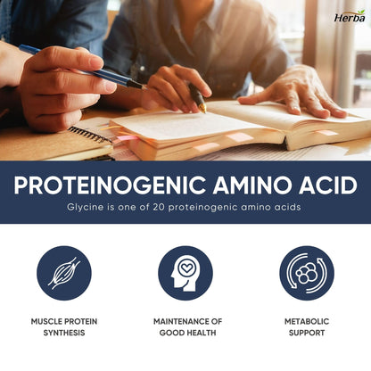 Herba Glycine Supplement 750mg - 180 Capsules | >99% Ultra Pure Glycine Capsules | Free-form Proteinogenic Amino Acids Supplements | Made in Canada 🍁 All In One Marketplace Canada