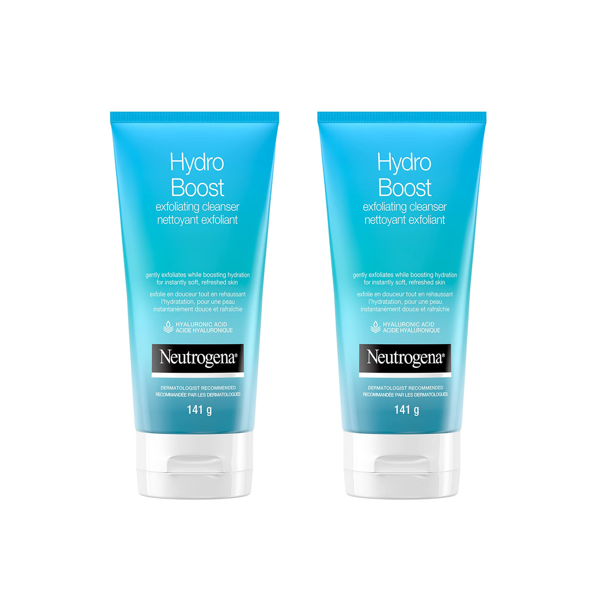 Neutrogena Hydro Boost Exfoliating Face Scrub - Hyaluronic Acid and Aha - Gel Cream Face Cleanser - Non-comedogenic - Blue, Pack of 2 (2x141ml) 🍁 All In One Marketplace Canada