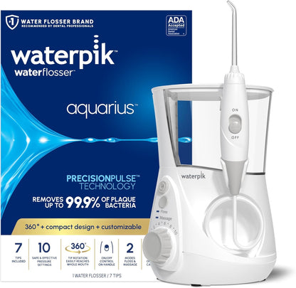 Waterpik Aquarius Water Flosser For Teeth Cleaning, Gums, Braces, Dental Care, Electric Power With 10 Settings, 7 Tips For Multiple Users & Needs, CDA Validated, White WP-660, Packaging May Vary 🍁 All In One Marketplace Canada
