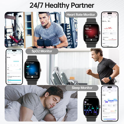 Smart Watch for Men Women, Bluetooth Call Smartwatch with AI Voice, 1.85" HD DIY Dial Fitness Watch, Heart Rate/SpO2/Steps/Sleep Monitor, 100+ Sports Modes, IP68 Waterproof Watch for Android iOS 🍁 All In One Marketplace Canada