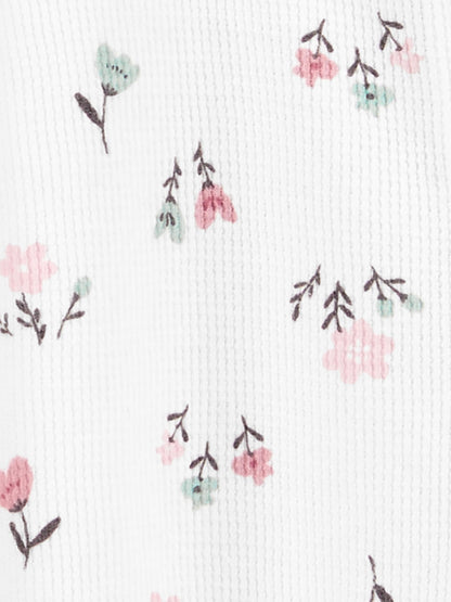 Simple Joys by Carter's Girls' Baby 2-Pack 2-Way Zip Thermal Footed Sleep and Play, Ivory, Floral/Elephants, Newborn 🍁 All In One Marketplace Canada