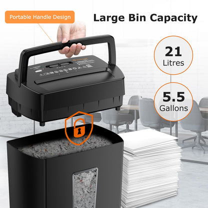 Bonsaii 12-Sheet Cross Cut Paper Shredder, 5.5 Gal Home Office Heavy Duty Shredder for Paper, Credit Card, Mail, Staples, with Transparent Window, High Security Level P-4 (C275-A) 🍁 All In One Marketplace Canada
