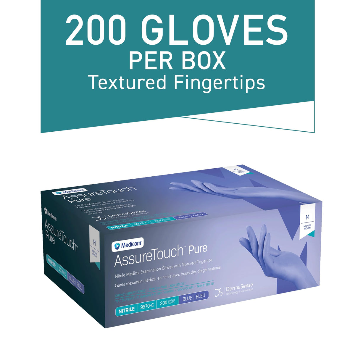 Medicom AssureTouch Pure Nitrile Medical Exam Gloves, Medium 3-Mil 200 Count, Disposable Latex Free Gloves, Powder Free 🍁 All In One Marketplace Canada