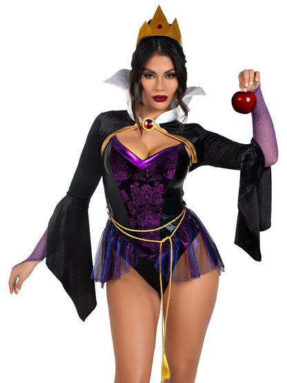 Leg Avenue Womens 4 Pc Poison Apple Queen Halloween Costume for Women, Black/Purple, X-Small