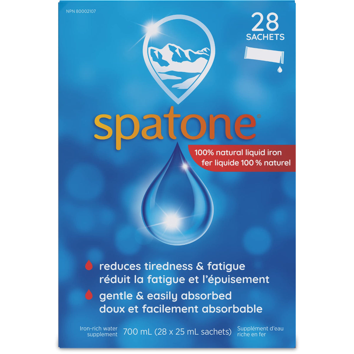 Spatone 100% Natural Liquid Iron Supplement, Original Flavour, Vegan, Reduces Tiredness & Fatigue, 28 Sachets x 25 mL, 700.0 ml (Pack of 1) 🍁 All In One Marketplace Canada