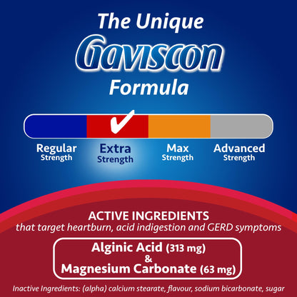 Gaviscon Extra Strength Tablets - 120 Count - Chewable Foaming Antacid Tablets for Day and Night Heartburn Relief, Acid Reflux and GERD Relief, Cooling & Refreshing Peppermint - Free of Aluminum 🍁 All In One Marketplace Canada