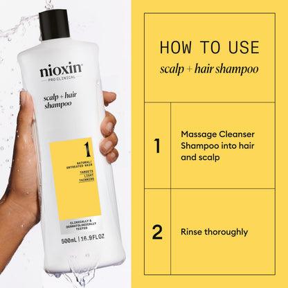 Nioxin System 1 Scalp + Hair Thickening Shampoo | For Natural Hair with Light Thinning | Strengthen Against Breakage with Niacinamide & Biotin | 16.9 Fl Oz 🍁 All In One Marketplace Canada