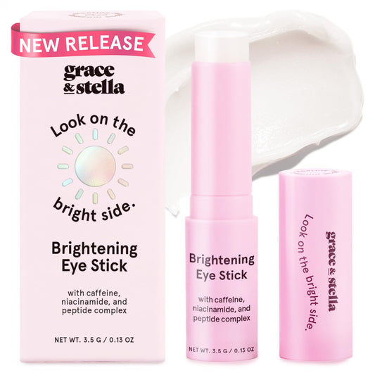 grace & stella Under Eye Brightener Balm Stick - Travel Essentials - Caffeine Eye Cream for Dark Circles, Puffiness, Wrinkles - Vegan Moisturizer Stick with Niacinamide, Hyaluronic Acid (0.13oz/3.5g) 🍁 All In One Marketplace Canada
