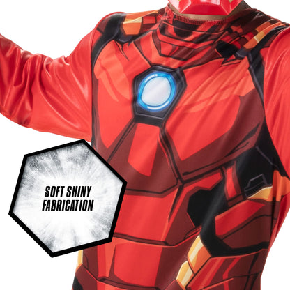 Marvel Iron Man Official Youth Halloween Costume - Premium Quality Fabric Jumpsuit with Printed Design and Plastic Mask - Size Small Red
