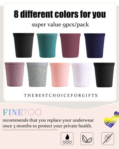 FINETOO 9 Pack Cotton Underwear for Women Sexy Low Rise Ribbed Hipster Breathable Soft Womens Bikini Panties Cheeky S-XL 🍁 All In One Marketplace Canada