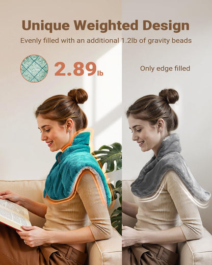 iDOO Graphene Heat Wrap Electric Pad for Neck Shoulder, Fathers Day Gift Ideas for Women Mom Her, Portable Weighted Heated 19"X24" (Blue) 🍁 All In One Marketplace Canada