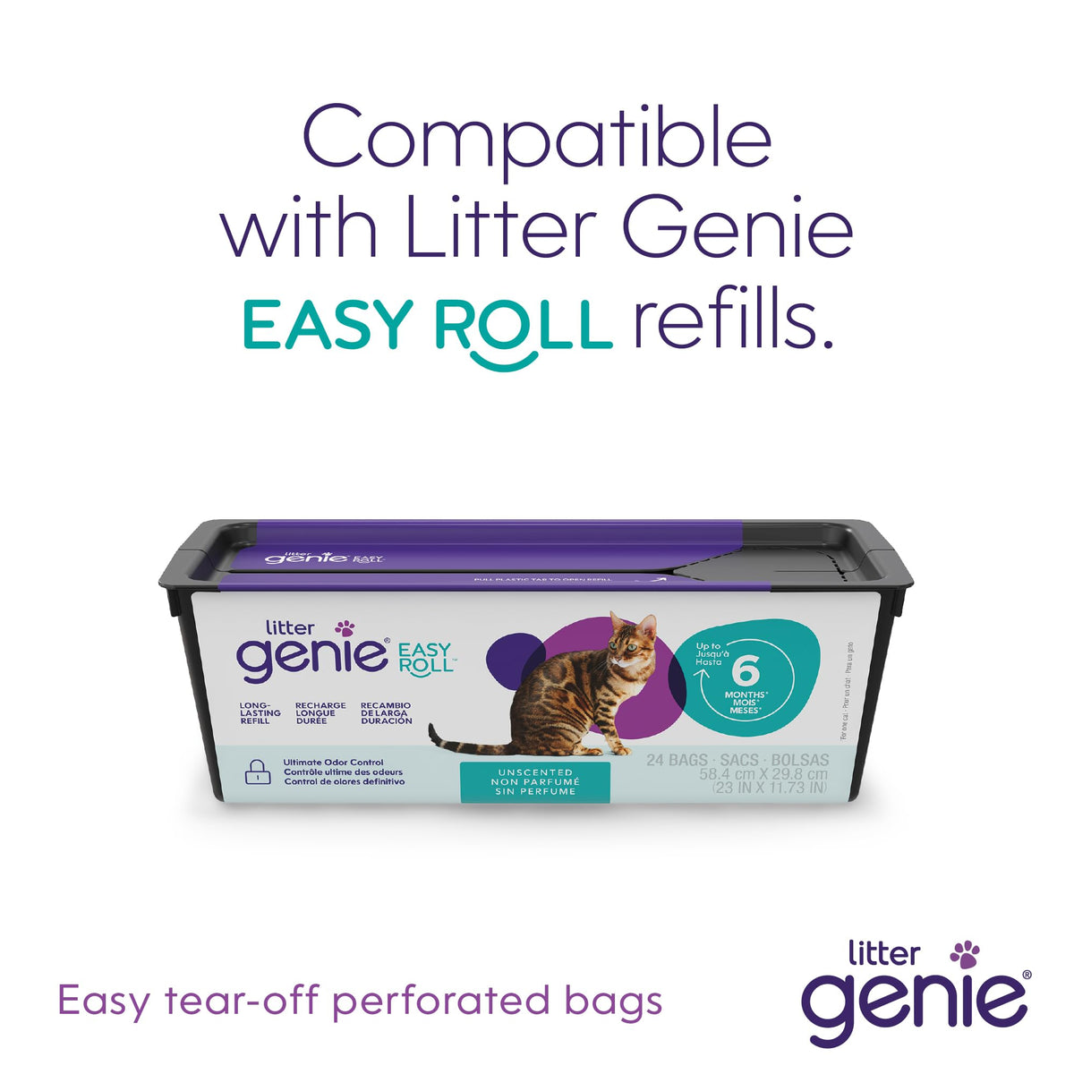 Litter Genie Easy Roll Pail with Easy Roll Refill, 24 Bags 🍁 All In One Marketplace Canada
