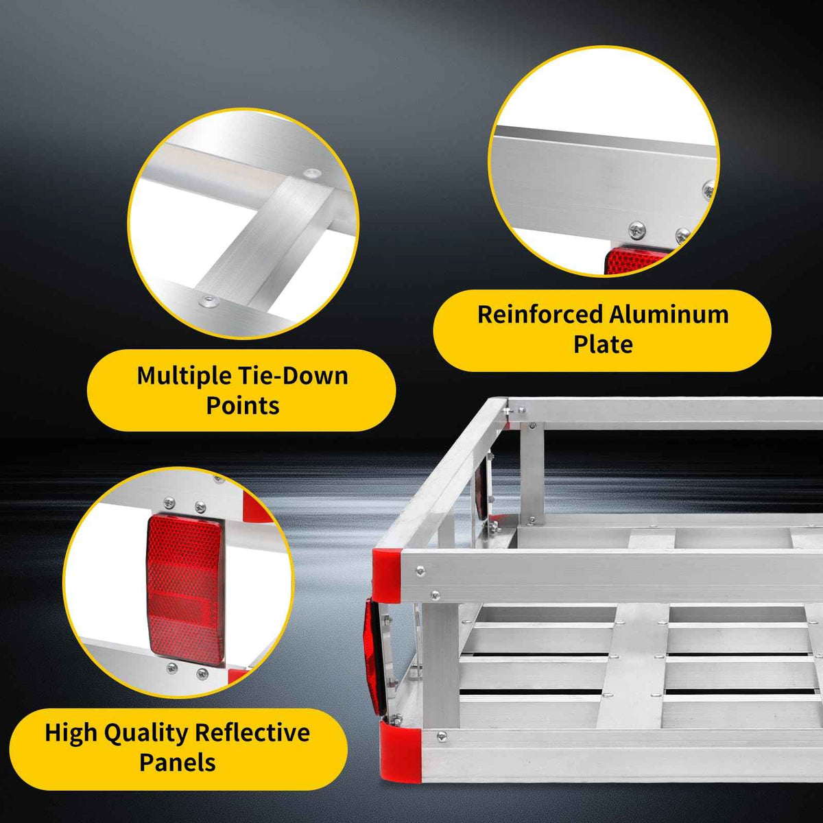 MaxxHaul 70108 49 Inch x 22.5 Inch Hitch Cargo Carrier - Trailer Hitch Mount Aluminum Cargo Carrier With High Side Rails For RV's, Trucks, SUV's, Vans, Cars With 2 Inch Hitch Receiver - 500-lb Load Capacity , Grey 🍁 All In One Marketplace Canada