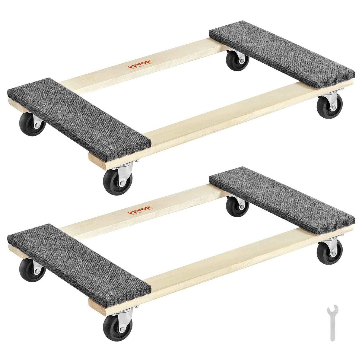 VEVOR Furniture Dolly, 1000 lbs Each Load Capacity, 2 Packs, 18" x 30", 8 x 3" PP Swivel Casters, Heavy Duty Hardwood Furniture Moving Dolly, Mover's Dolly, Moving Cart with Wheels for Heavy Furniture 🍁 All In One Marketplace Canada
