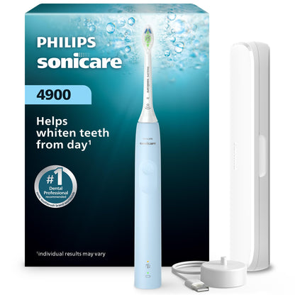 Philips Sonicare 4900 Series Electric Toothbrush - Sonic Toothbrush With Advanced Sonic Technology, Pressure Sensor, Two Intensity Settings, SmarTimer & QuadPacer, Light Blue, Model HX3683/32 🍁 All In One Marketplace Canada