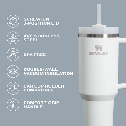 Stanley Quencher H2.0 Tumbler with Handle and Straw 30 oz | Flowstate 3-Position Lid | Cup Holder Compatible for Travel | Insulated Stainless Steel Cup | BPA-Free | Black 2.0 🍁 All In One Marketplace Canada