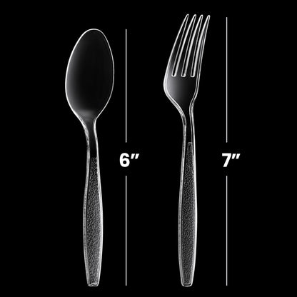 Plastic Forks and Spoons Set - (Bulk Pack 360 Pcs) Clear Plastic Cutlery Utensils Heavy Duty, 180 Forks and 180 Spoons, Silverware Sets for Party Supplies, Dinners, Take-Out, Catering, Food Services 🍁 All In One Marketplace Canada