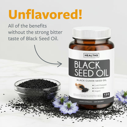 Black Seed Oil Capsules | Cold Pressed | Antioxidant, Blood Sugar & Liver Support | Pure Black Cumin Seed Oil | High in Omega 3 6 9 | Non-GMO & Vegan Black Cumin Oil | 120 Nigella Sativa Softgels 🍁 All In One Marketplace Canada