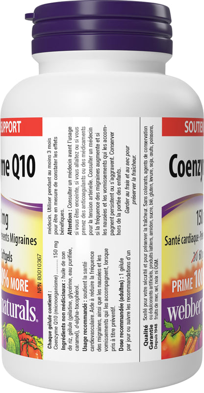 Webber Naturals Coenzyme Q10 (CoQ10) Supplement, 150 mg, 60 Softgels 🍁 All In One Marketplace Canada