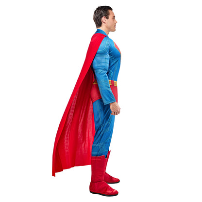 Rubies Men's Superman Deluxe Costume Jumpsuit with Shoe Covers and Cape, for Halloween and Themed Parties, Medium