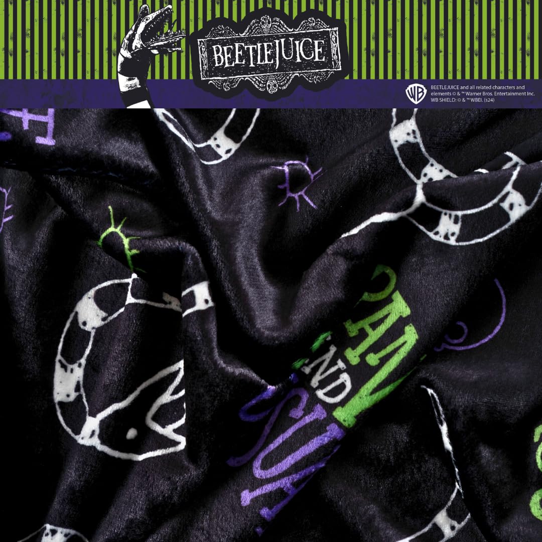 Franco Collectibles Beetlejuice Halloween Goth Strange & Unusual Bedding Super Soft Cozy Plush Throw, 46 in x 60 in, (Officially Licensed Product)