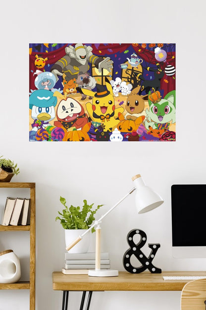 Pokémon: Halloween Party- Group Wall Poster, 34L" x 22.4W", Premium Poster & Mount Bundle