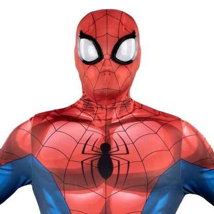 MARVEL Spider-Man Official Adult Deluxe Zentai Halloween Costume - Stretch Spandex with Hidden Zippers and Wrist Slits (L)
