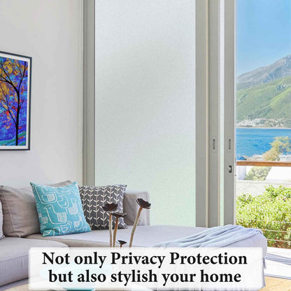 DUOFIRE Privacy Window Film Frosted Glass Film Static Cling Glass Film No Glue Anti-UV Window Sticker Non Adhesive for Privacy Office Meeting Room Bathroom Living Room, Pure Frosted 44.3 x 200cm 🍁 All In One Marketplace Canada
