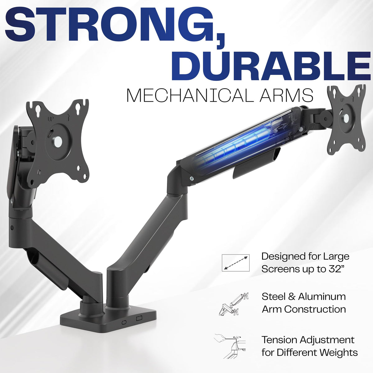 VIVO Dual Monitor up to 32 inches and 19.8 lbs per Screen, Pneumatic Arm Desk Mount, Articulating Counterbalance, VESA Stand, Classic, STAND-V002O 🍁 All In One Marketplace Canada