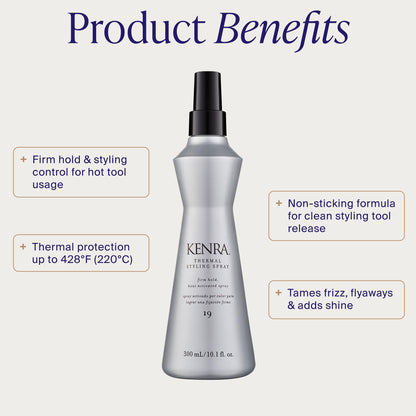 Kenra Thermal Styling Spray 19 | Heat Protectant Spray for Blow Drying & Flat Iron Use | Flexible Hold | 300 mL 🍁 All In One Marketplace Canada