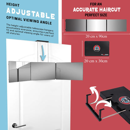 The 360 Mirror - 3 Way Adjustable Trifold Barber Mirror for Self Hair Cutting - Tri Fold Self Haircut System for Men and Women Braiding 🍁 All In One Marketplace Canada