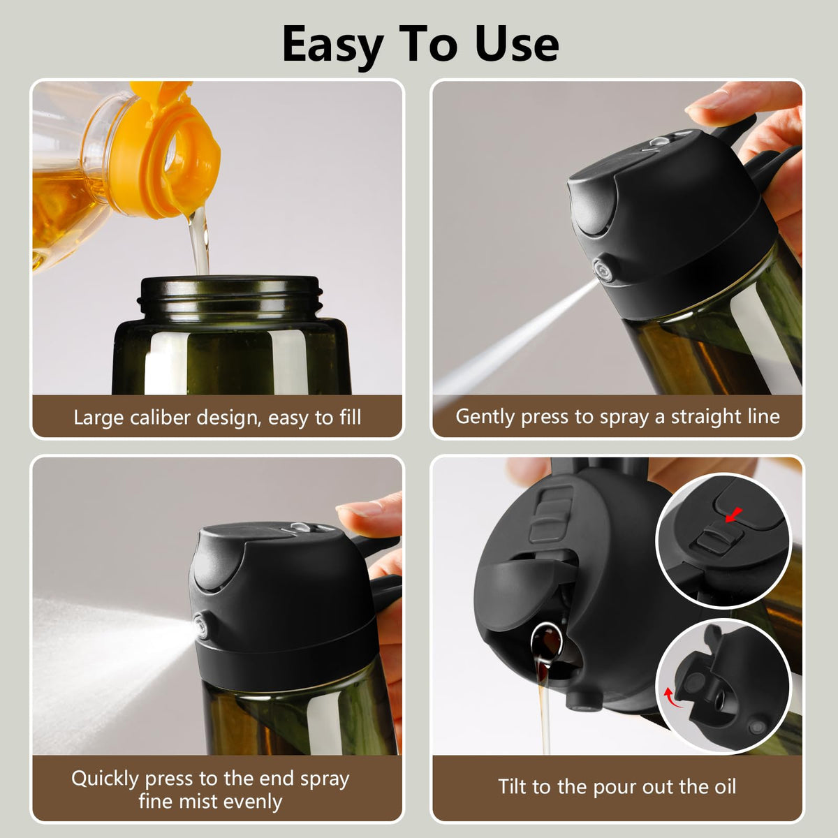 SWEET VIEW 2PCS Olive Oil Dispenser and Oil Sprayer – 16oz/470ml Glass Light-Proof Oil Pourer for Kitchen with Stickers for Air Fryer, Cooking, Salad, and BBQ 🍁 All In One Marketplace Canada