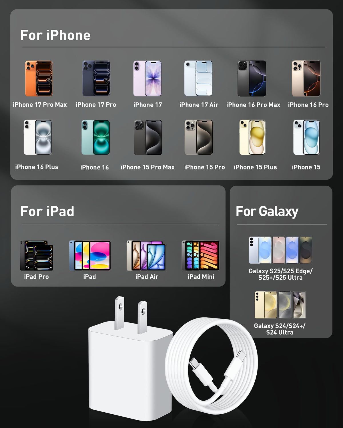 iPhone 17 16 Pro Max Charger Fast Charging, 2 Pack 40W USB C Charger Block 🍁 All In One Marketplace Canada