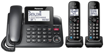 Panasonic Expandable Corded Phone System, Bluetooth Pairing for Wireless Headphones and Hearing Aids, Smart Call Block, Bilingual Talking Caller ID, 2 Handsets - KXTGF892B (Black) 🍁 All In One Marketplace Canada