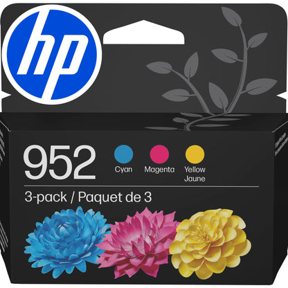 Original HP 952 Cyan, Magenta, Yellow Ink Cartridges (3-Pack) | Works with HP OfficeJet 8702, HP OfficeJet Pro 7720, 7740, 8210, 8710, 8720, 8730, 8740 Series | Eligible for Instant Ink | N9K27AN 🍁 All In One Marketplace Canada
