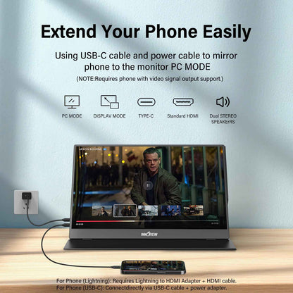 InnoView Portable Monitor, 15.6 Inch FHD 1080P USB C HDMI Second External Monitor for Laptop, Desktop, MacBook, Phones, Tablet, PS5/4, Xbox, Switch, Built-in Speaker with Smart Cover 🍁 All In One Marketplace Canada