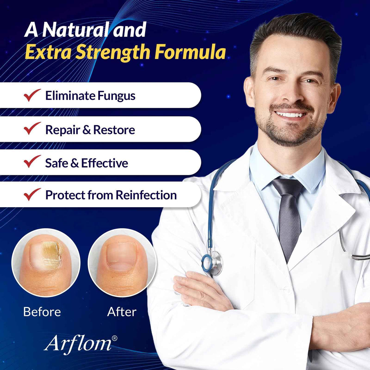 Arflom Toenail Fungus Treatment : 25% Undecylenic Fungal Nail Treatment Extra Strength - Toe and Fingernail with Tea Tree Oil (2pcs, 15ml each) 🍁 All In One Marketplace Canada