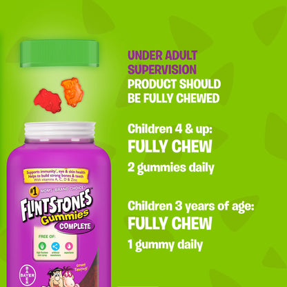 FLINTSTONES Complete Kids Multivitamin Gummies - Multivitamins for Kids, Kids Multivitamin Gummy Helps Maintain Good Health, Free of Artificial Sweeteners, Free of Aspartame, Free of Synthetic FD&C Dyes, 180 Gummies 🍁 All In One Marketplace Canada