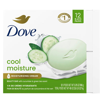 Dove Cool Moisture Beauty Bar Soap Cucumber Green Tea Scent, 106g, 12 Bars 🍁 All In One Marketplace Canada