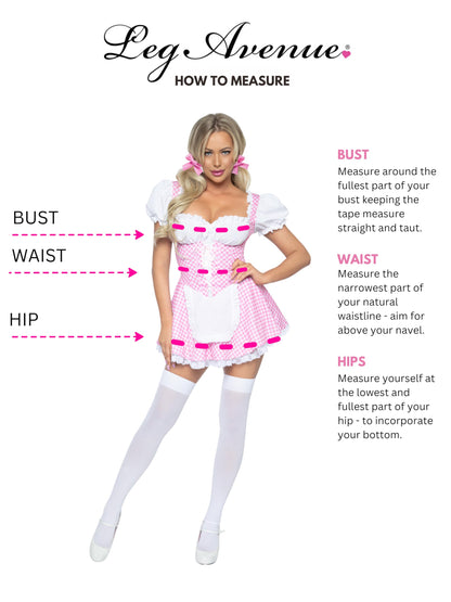 Leg Avenue Women's Gingham Dress Halloween Costume, Pink/White, Small