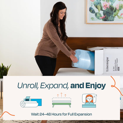 Linenspa 3 Inch Memory Foam Mattress Topper, Gel Infused RV Queen Mattress Topper, CertiPUR-US Certified 🍁 All In One Marketplace Canada
