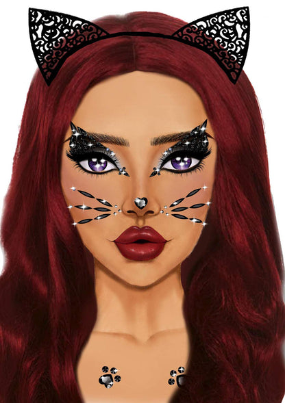 Leg Avenue Women's Halloween Rhinestone Face Jewels Costume Eyewear, Animal Black, One Size US, Multi, One Size