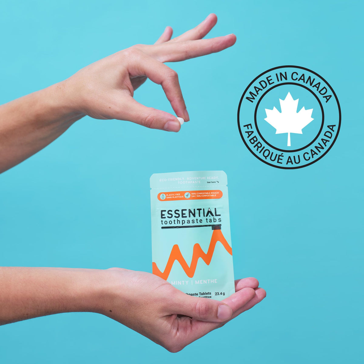 Essential Toothpaste Tabs, Made in Canada, Fluoride Free, Nano-Hydroxyapatite, Mint, 195 Tabs, 70.2g 🍁 All In One Marketplace Canada