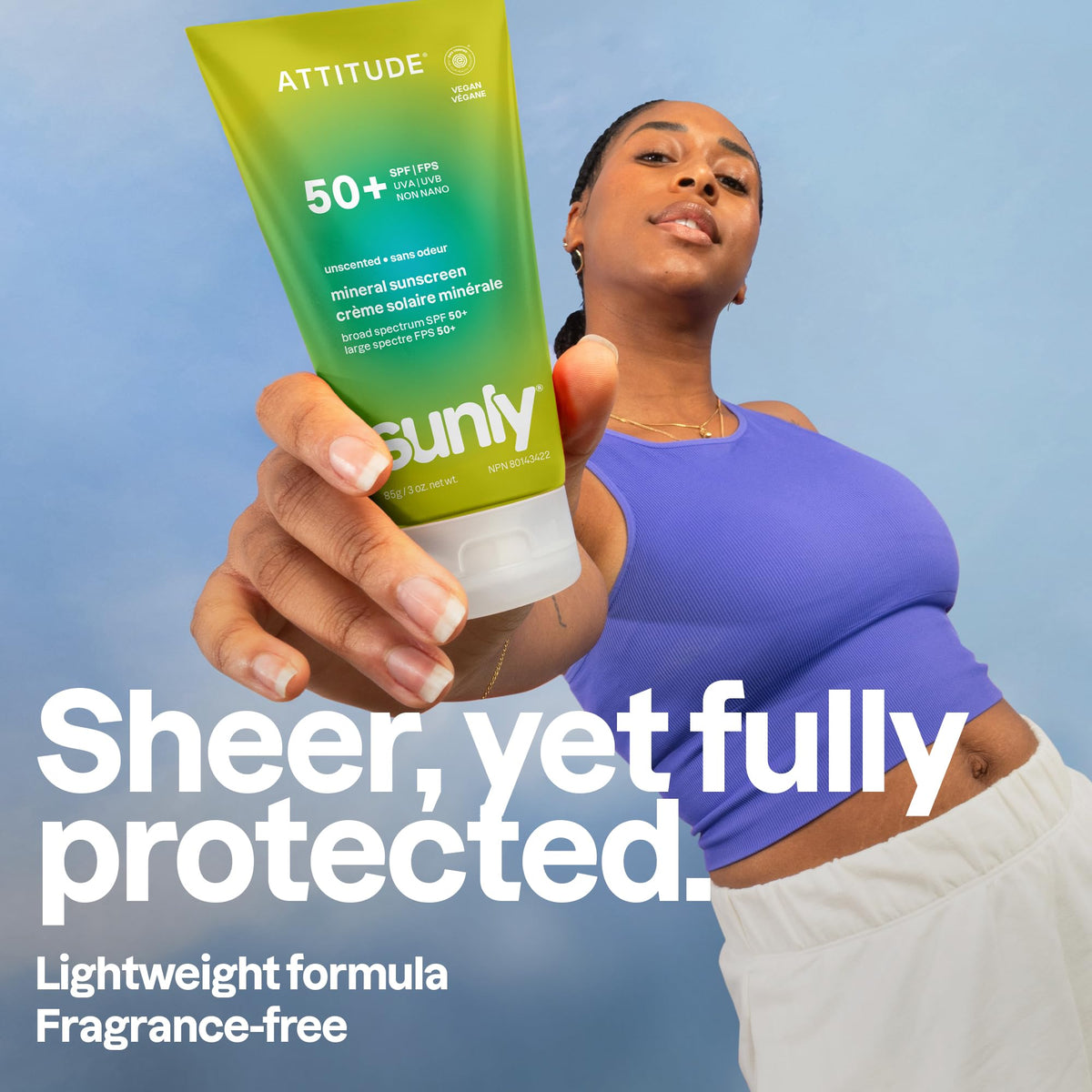 ATTITUDE Mineral Sunscreen SPF 50, Broad Spectrum Zinc Oxide, EWG Verified, Mineral-Based, Non-Nano, Lightweight Cream, Vegan, Unscented, 80 grams 🍁 All In One Marketplace Canada